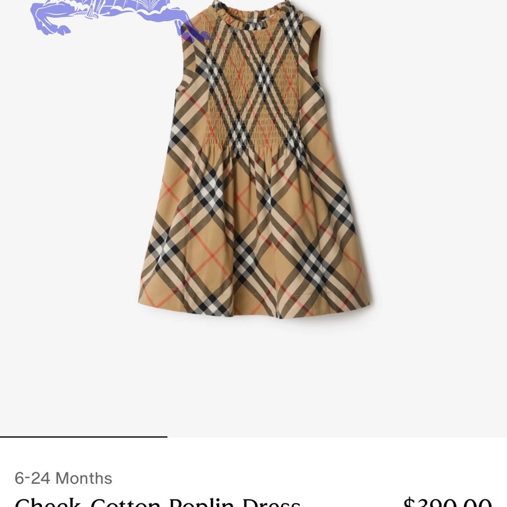 Burberry Beige Check Dress for Kids